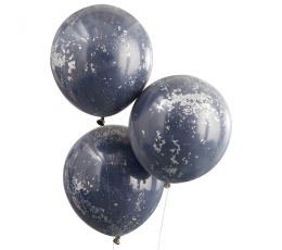 Воздушные шары, прозрачно-синие, круглые (3 шт./45 см)