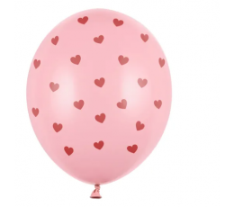 Воздушный шар розовый с сердечками (30 см) 