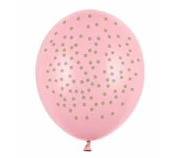 Воздушный шар розовый с золотыми точками (30 см)