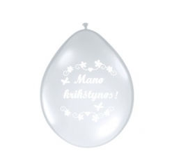 Balionai girliandai "Mano krikštynos", balti (100 vnt./28cm)