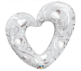 Folinis balionas "Balta širdis" (107 cm.)