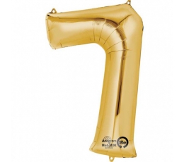 Folinis balionas "7", auksinis (88 cm)