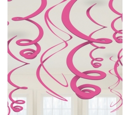Подвесные декорации - спирали, ярко розовые (12 шт. / 55 cм)