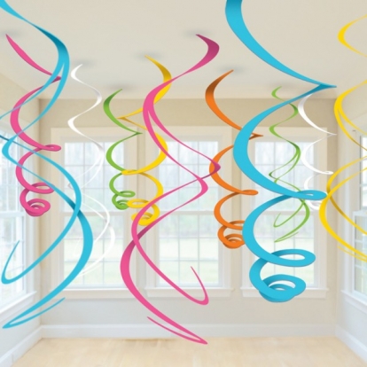 Подвесные декорации-спирали, разноцветные (12 шт./55 см)