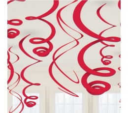 Подвесные декорации - спирали, красные (12 шт. / 55 cм)