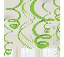 Подвесные декорации - спирали, салатового цвета (12 шт. / 55 см)
