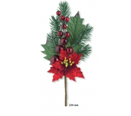 Dekoratyvinė šakelė su puansetija (21 cm)