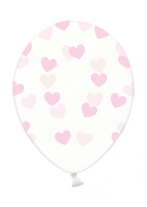 Balons "Rozā sirdis", caurspīdīgs (30 cm)