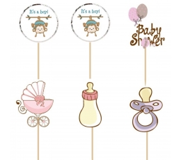 Smeigtukai užkandžiam "Baby shower/bern" (8 vnt./8.5 cm)