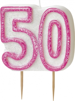 Žvakutė "50" rožinė (1 vnt.)