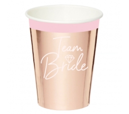 Puodeliai "Team Bride", rožinio aukso spalvos (8 vnt./250 ml)