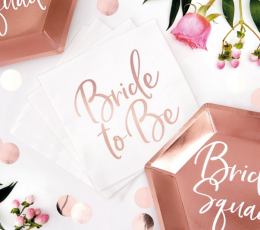Servetėlės "Bride to be", baltos-rožinio aukso (20 vnt.) 2
