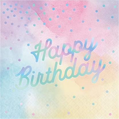 Servetėlės "Happy birthday", pastelinės (16 vnt.)
