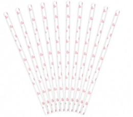 Šiaudeliai, rožinės širdelės (10 vnt.) 1