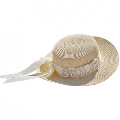 Šiaudinė skrybėlė su kaspinu "Bride"
