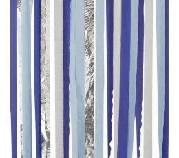Sienos dekoracija iš juostų, mėlyna-balta-sidabrinė