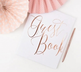 Svečių-palinkėjimų knyga "Guest Book", balta-rožinio aukso 1 Svečių-palinkėjimų knyga "Guest Book", balta-rožinio aukso 1