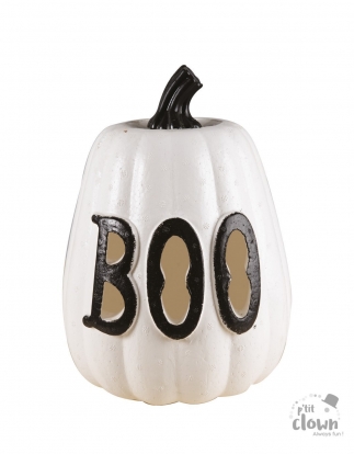 Šviečiantis moliūgas "BOO", baltas