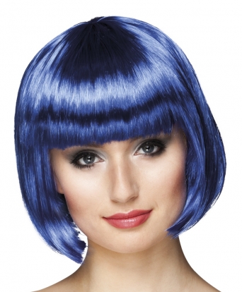 Trumpų plaukų perukas, mėlynas