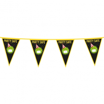 Vėliavėlių girlianda "Party safe" (6 m)