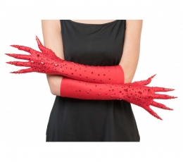 Velnio pirštinės su nagais, raudonos 1