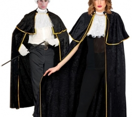 Venecijietiškas apsiaustas, aksominis juodas (142 cm)