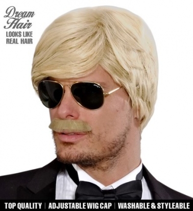 Vyriškas perukas su ūsais "Blonde Playboy"
