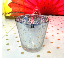 (NUOMA) Žvakidės-stiklinaitės, sidabrinės (2 vnt./7,5 cm)
