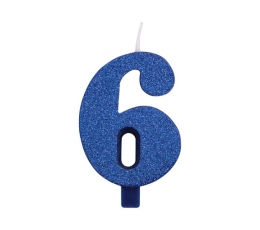 Žvakutė "6", mėlyna (9,5 cm)