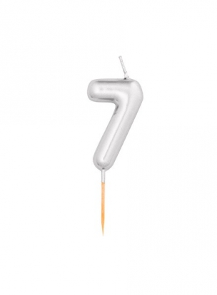 Žvakutė "7", sidabrinė (8 cm)