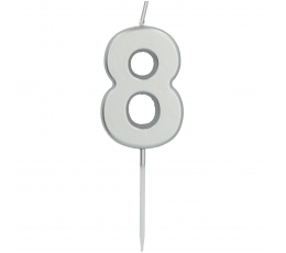 Žvakutė-smeigtukas "8", sidabrinė
