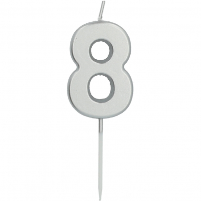 Žvakutė-smeigtukas "8", sidabrinė