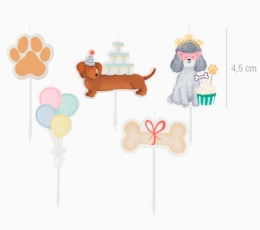 Žvakutės-smeigtukai "Šuniukų gimtadienis" (5 vnt.) 2