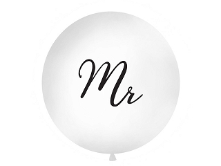 Didelis balionas "Mr", baltas (1 m)