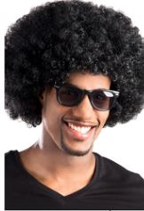 Afro perukas, juodas