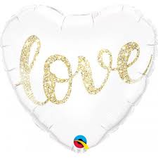 Folinis balionas "Love" baltai auksinis (46 cm)