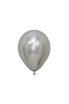  Balons, chrome sudrabs (12 cm/Sempertex)