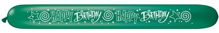Modeliavimo balionai"Happy Birthday", įvairiaspalviai (25vnt./15cm.x162cm. Q646)